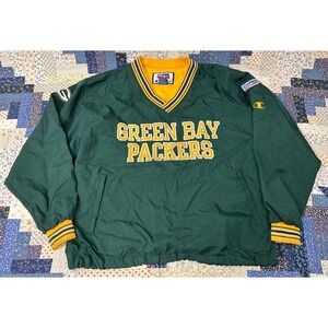 Vintage PRO LINE NFL Football‎ Mens Green Windbreaker Pull Over